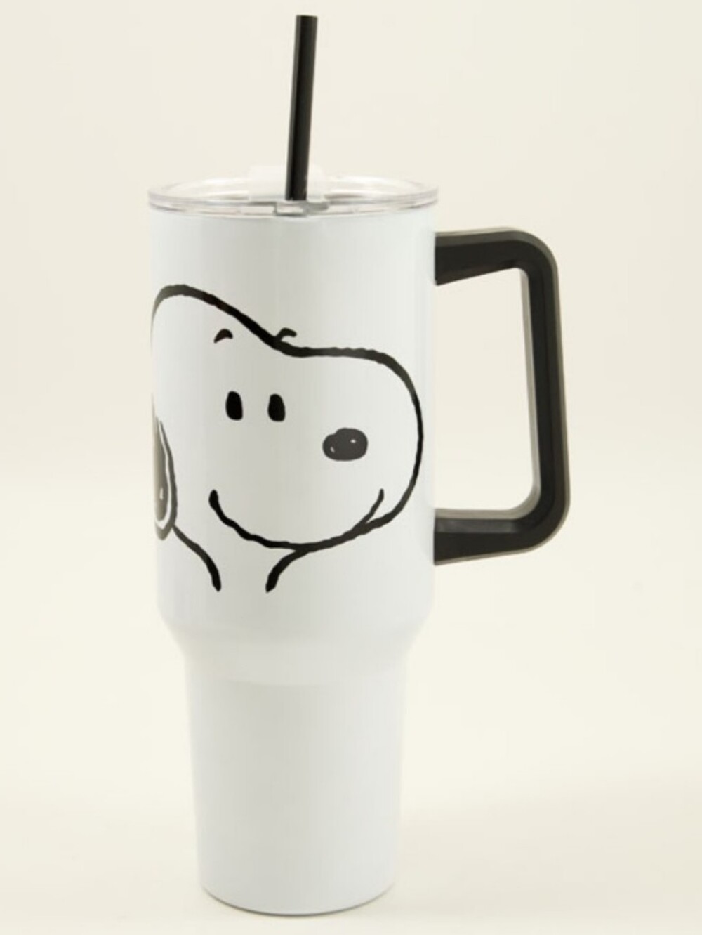 New Peanuts Snoopy 40 oz TUMBLER Brand New 40oz Snoopy White Cup black Handle